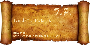 Tamás Patrik névjegykártya